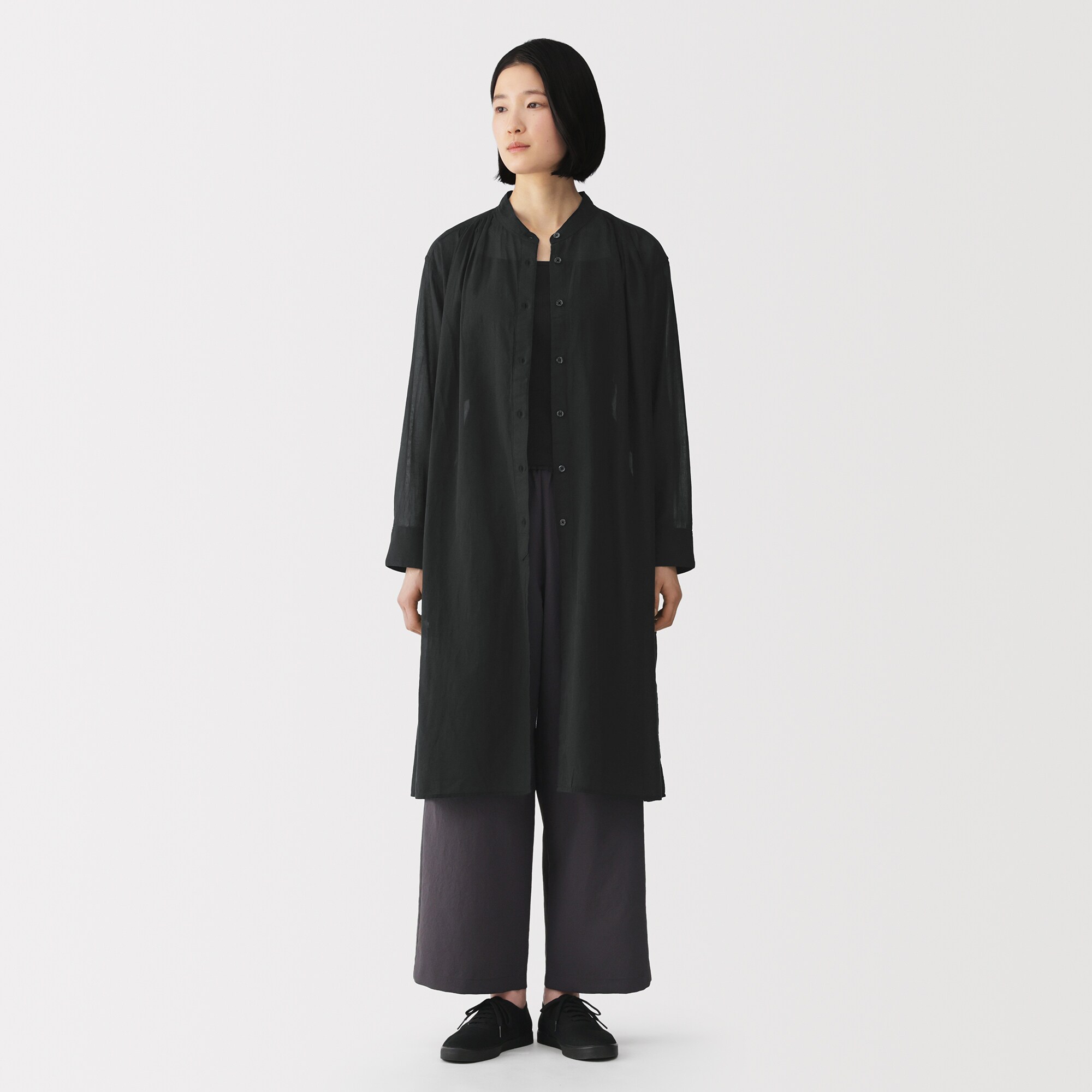 婦人 強撚 シアー長袖シャツワンピース | 無印良品