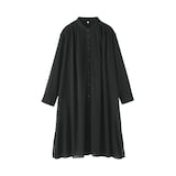 婦人　強撚　シアー長袖シャツワンピース