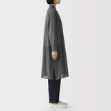 婦人　強撚　シアー長袖シャツワンピース