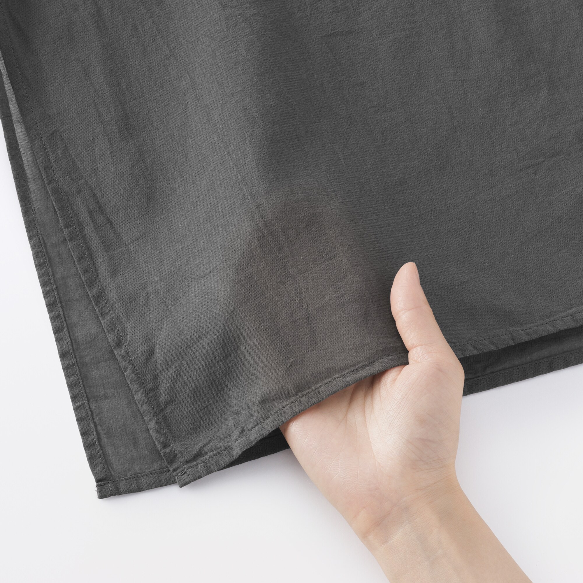 婦人　強撚　シアー長袖シャツワンピース