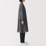 婦人　強撚　シアー長袖シャツワンピース