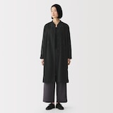 婦人　強撚　シアー長袖シャツワンピース