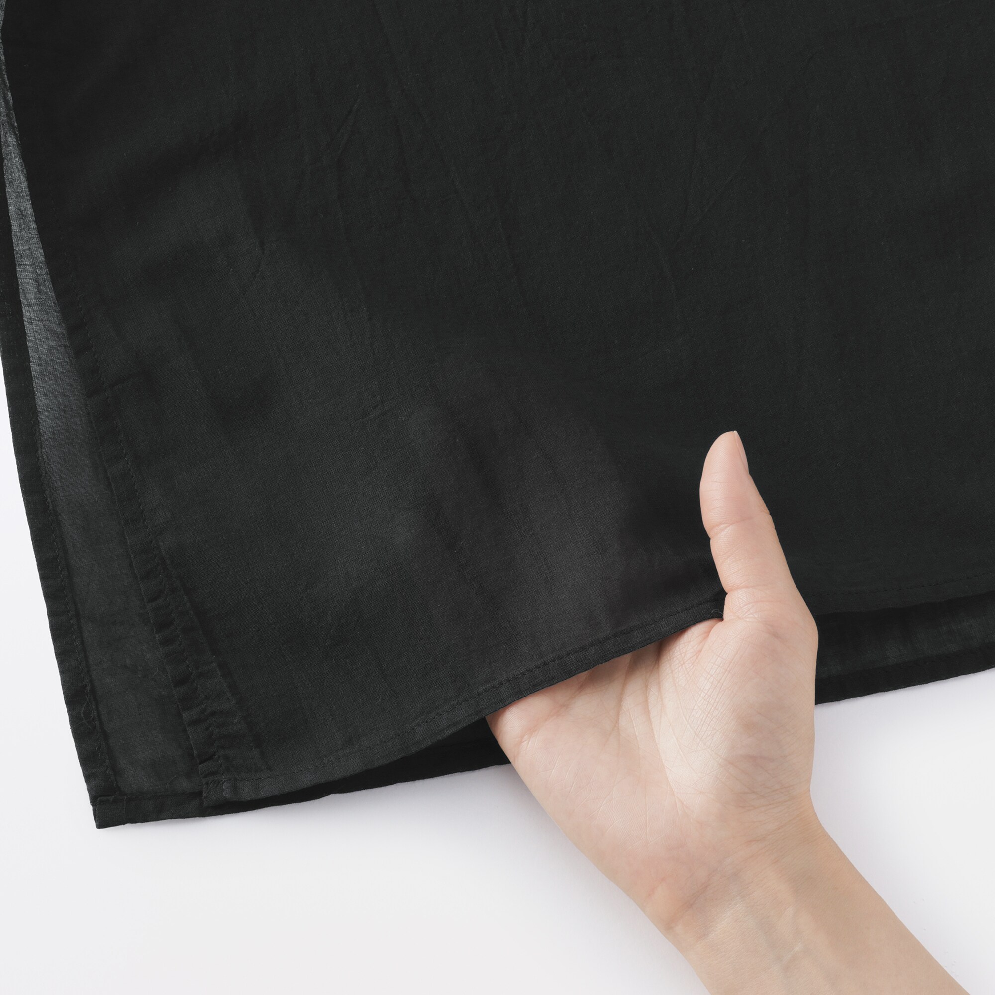 婦人　強撚　シアー長袖シャツワンピース