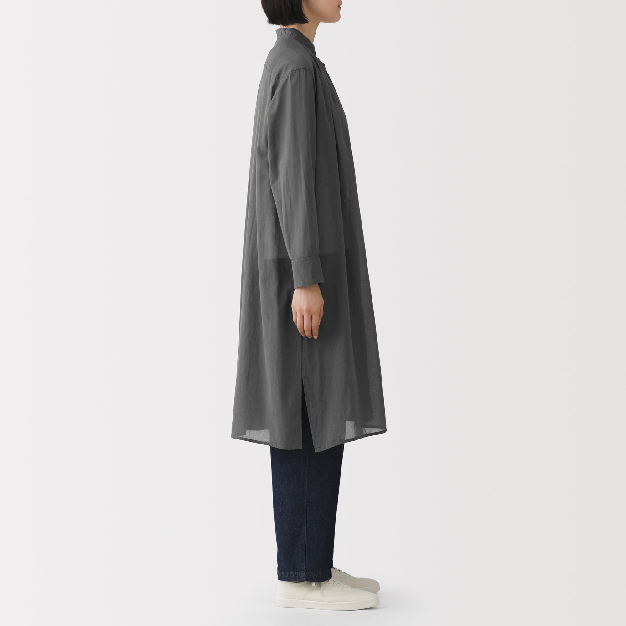 婦人 強撚 シアー長袖シャツワンピース | 無印良品