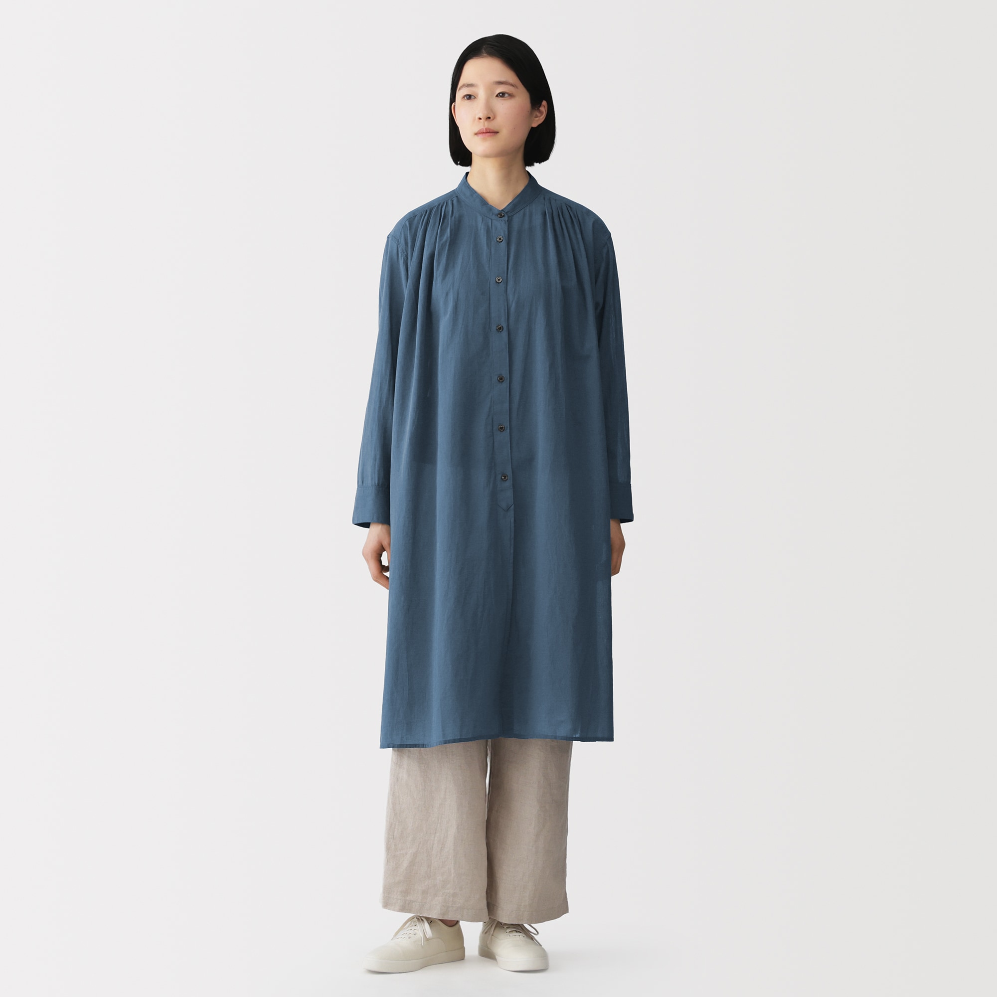 婦人 強撚 シアー長袖シャツワンピース | 無印良品
