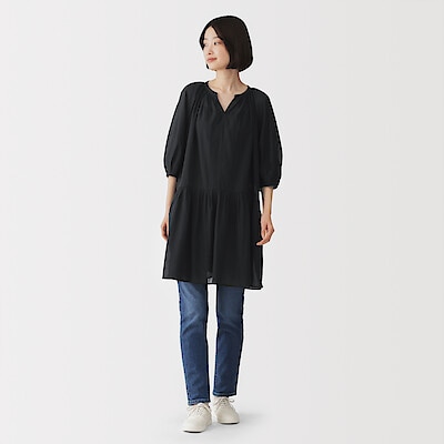 【５月中旬発売予定】婦人　強撚　シアーミニワンピース