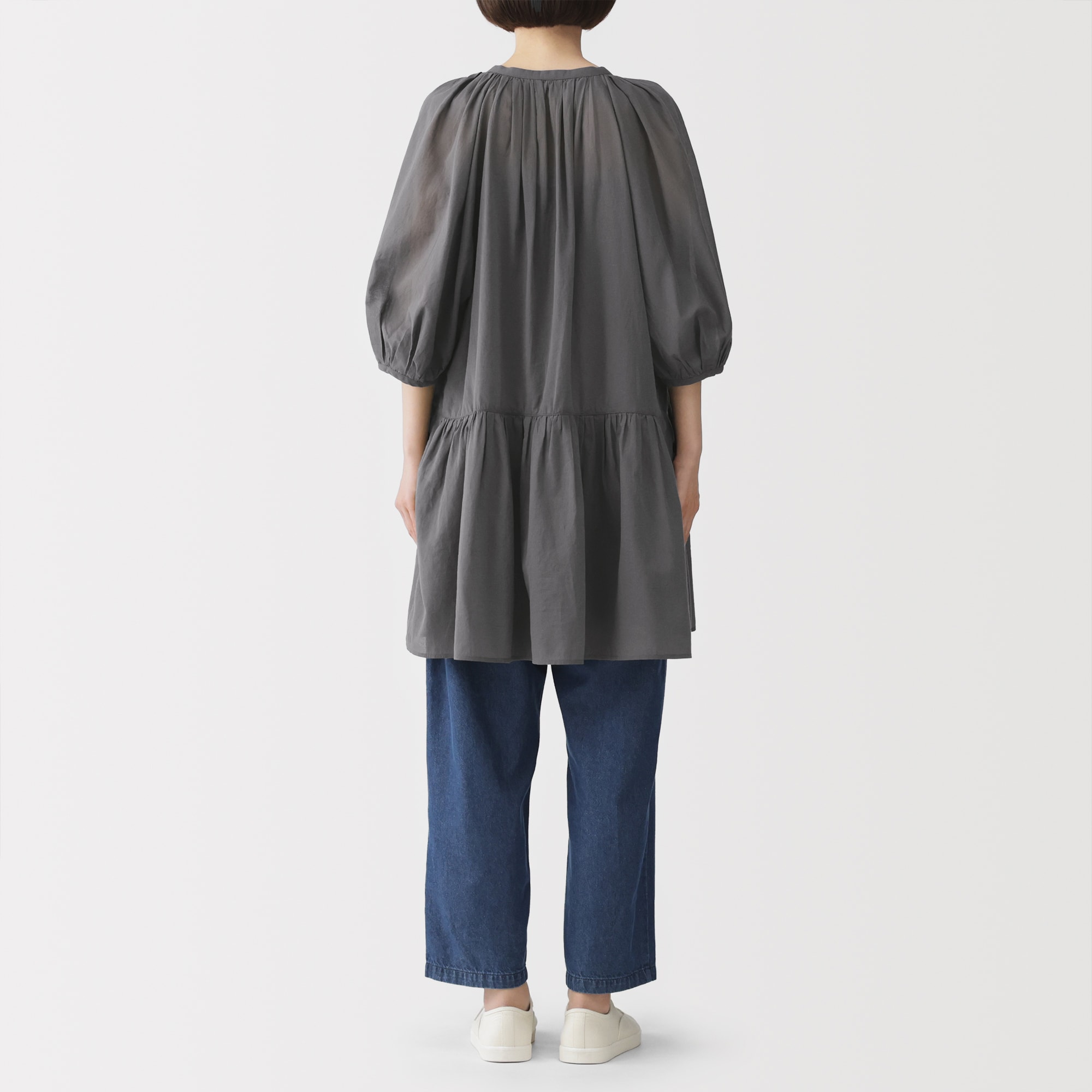 婦人　強撚　シアーミニワンピース