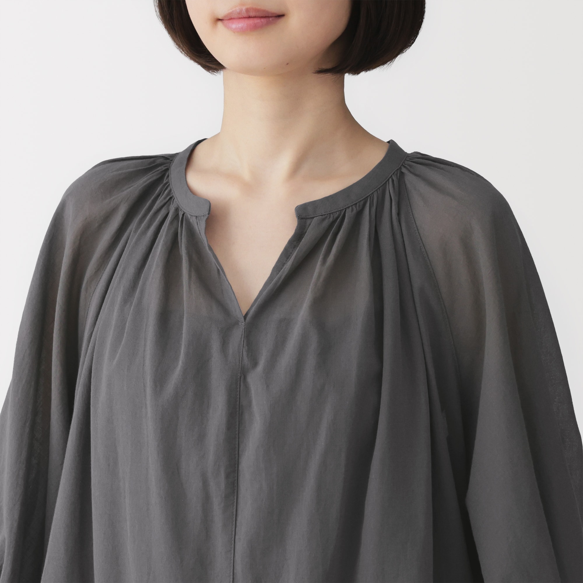 婦人　強撚　シアーミニワンピース