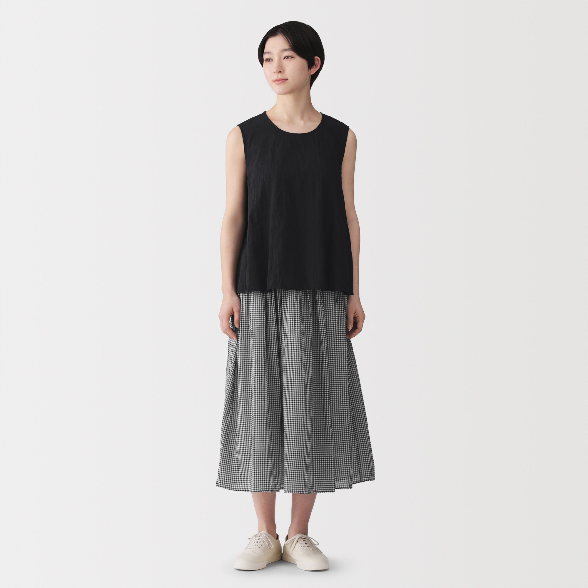 婦人　不揃い楊柳　スリーブレスブラウス