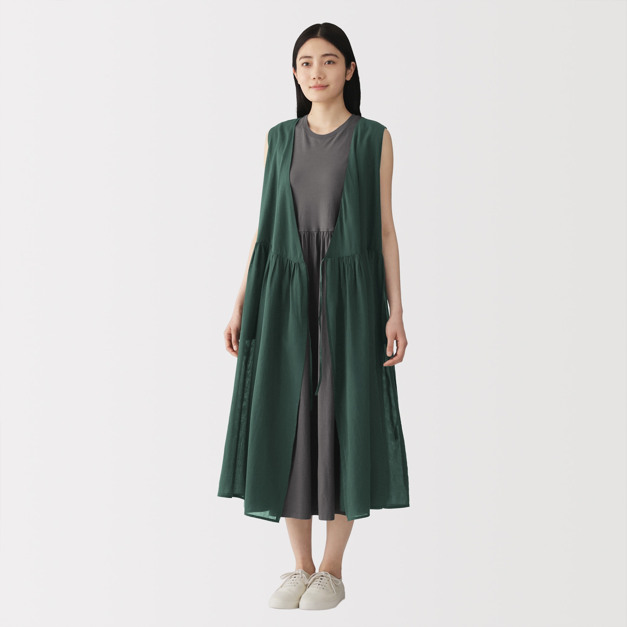 婦人　強撚　シアーカシュクールワンピース