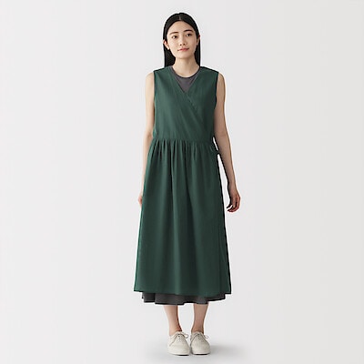 婦人　強撚　シアーカシュクールワンピース