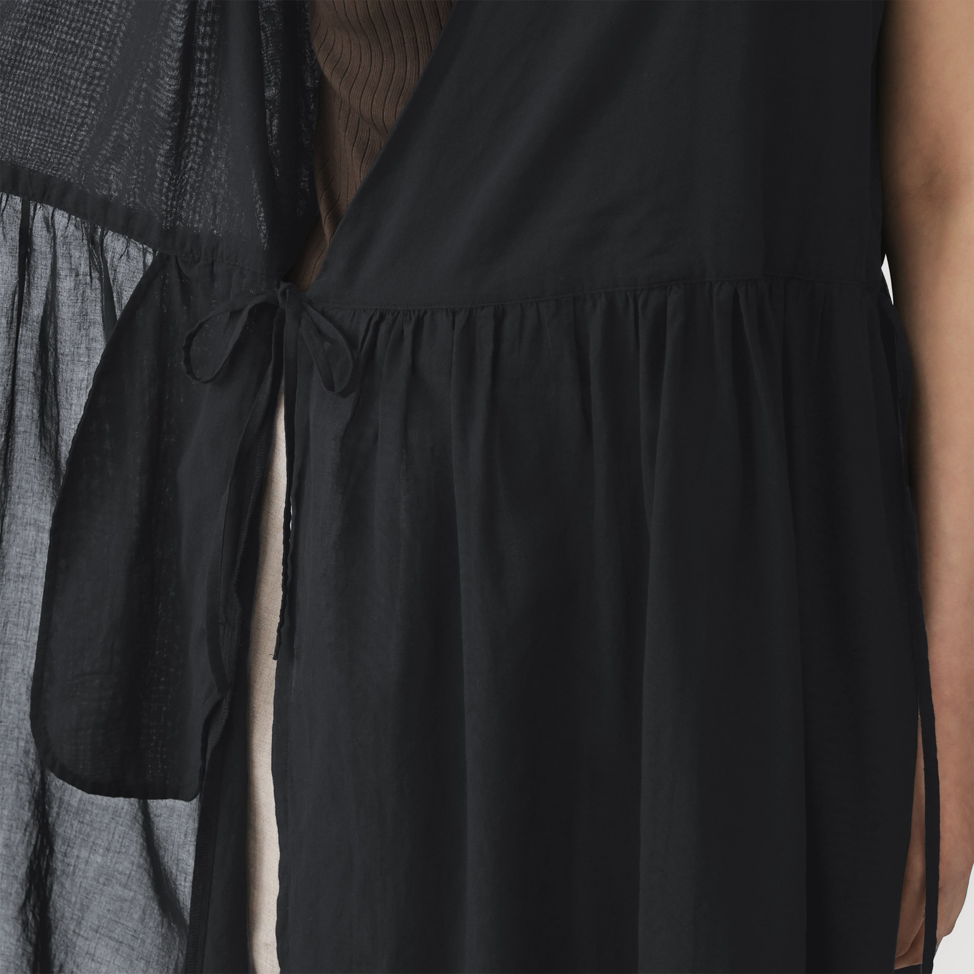 婦人　強撚　シアーカシュクールワンピース