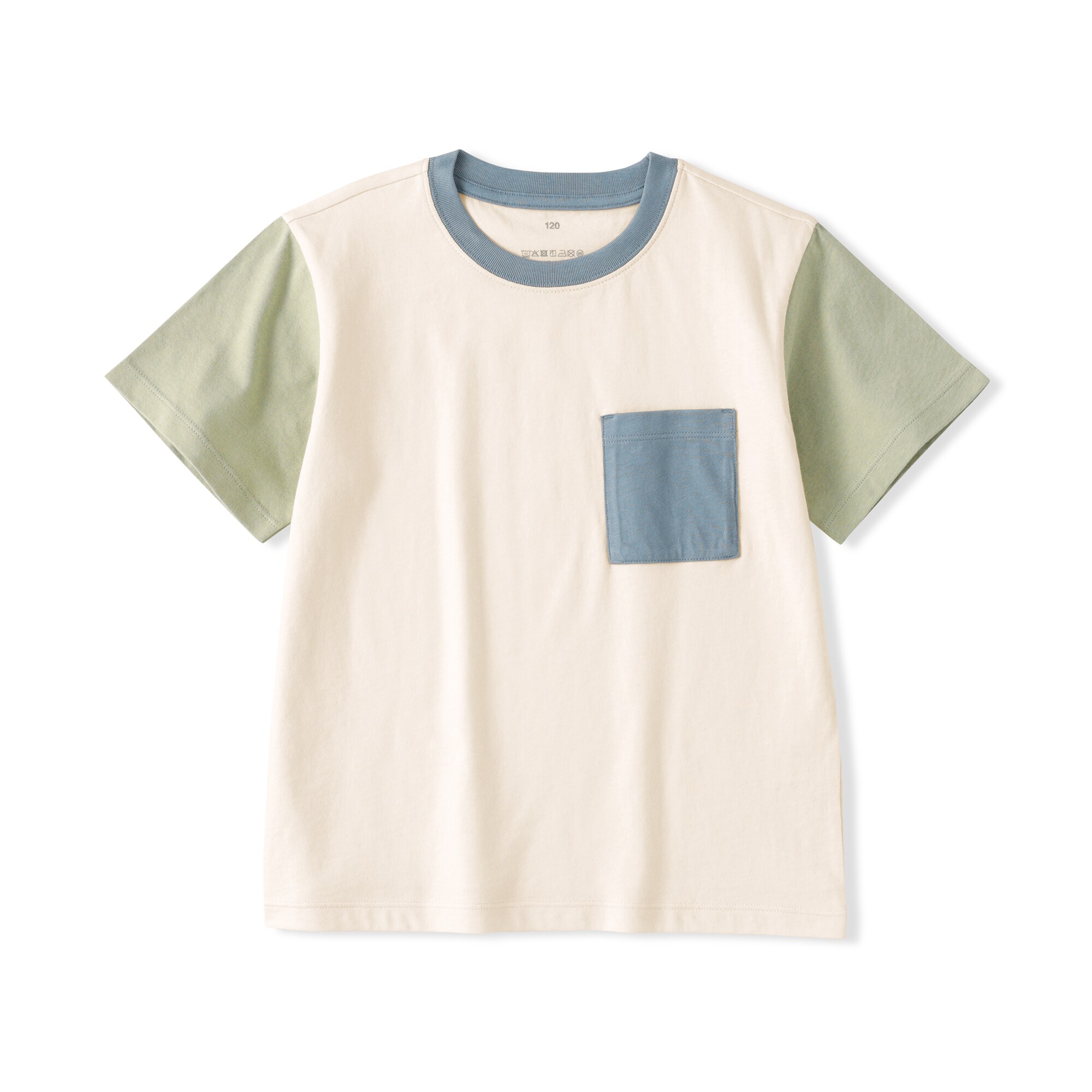 キッズ　カラーブロッククルーネック半袖Ｔシャツ