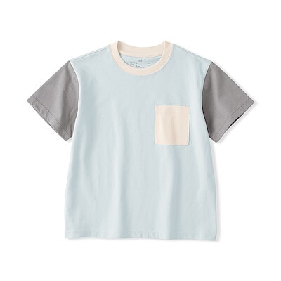 キッズ　カラーブロッククルーネック半袖Ｔシャツ
