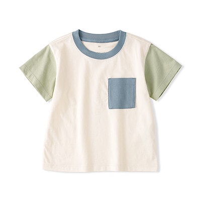 ベビー　あたまするっと　カラーブロッククルーネック半袖Ｔシャツ