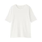 婦人　なめらかリブ編みクルーネック五分袖Ｔシャツ