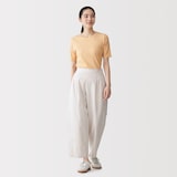 婦人　なめらかリブ編みクルーネック五分袖Ｔシャツ