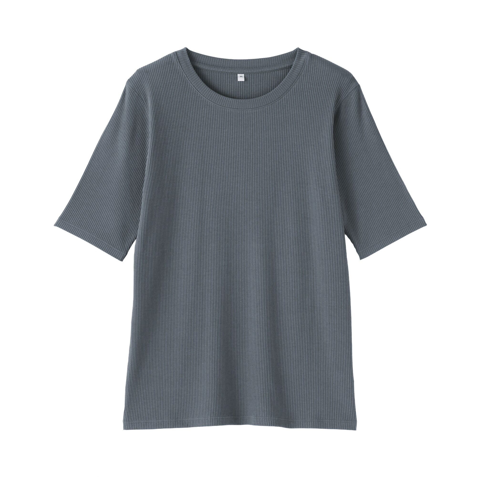 婦人 なめらかリブ編みクルーネック五分袖Tシャツ | 無印良品