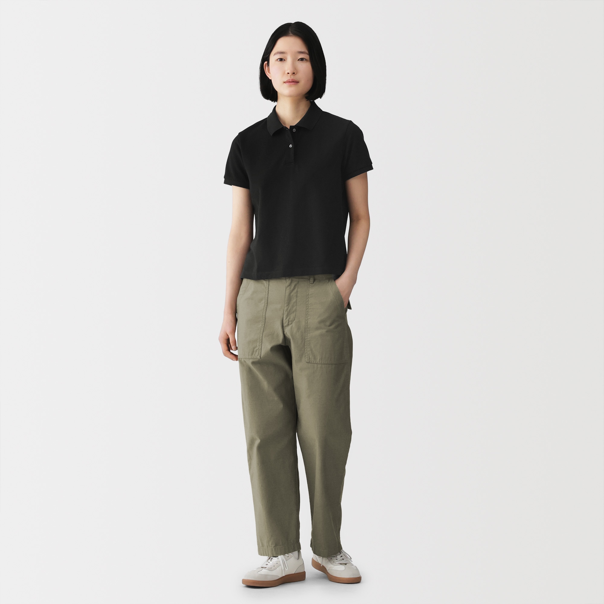 婦人　鹿の子編み半袖ポロシャツ