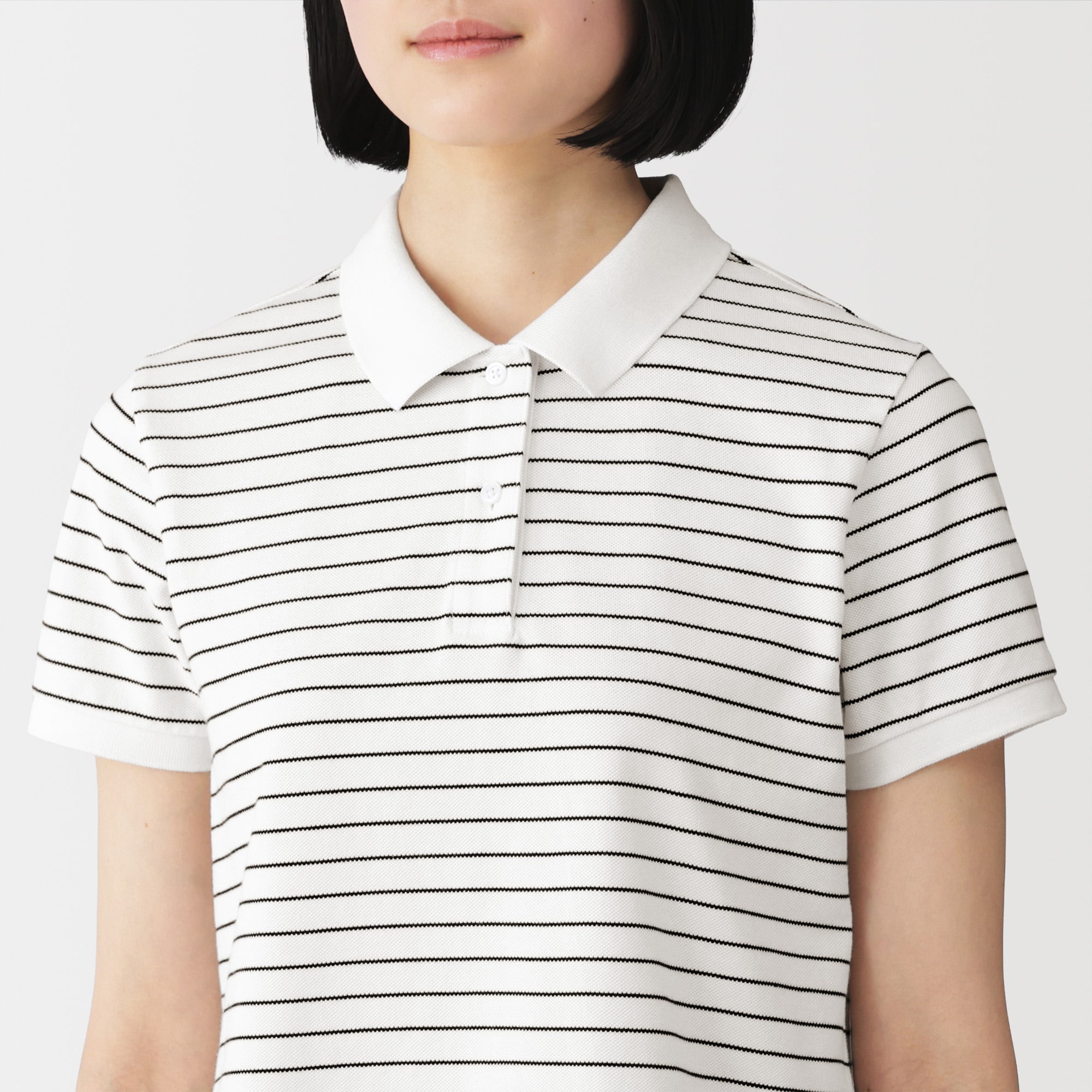 婦人　鹿の子編み半袖ポロシャツ