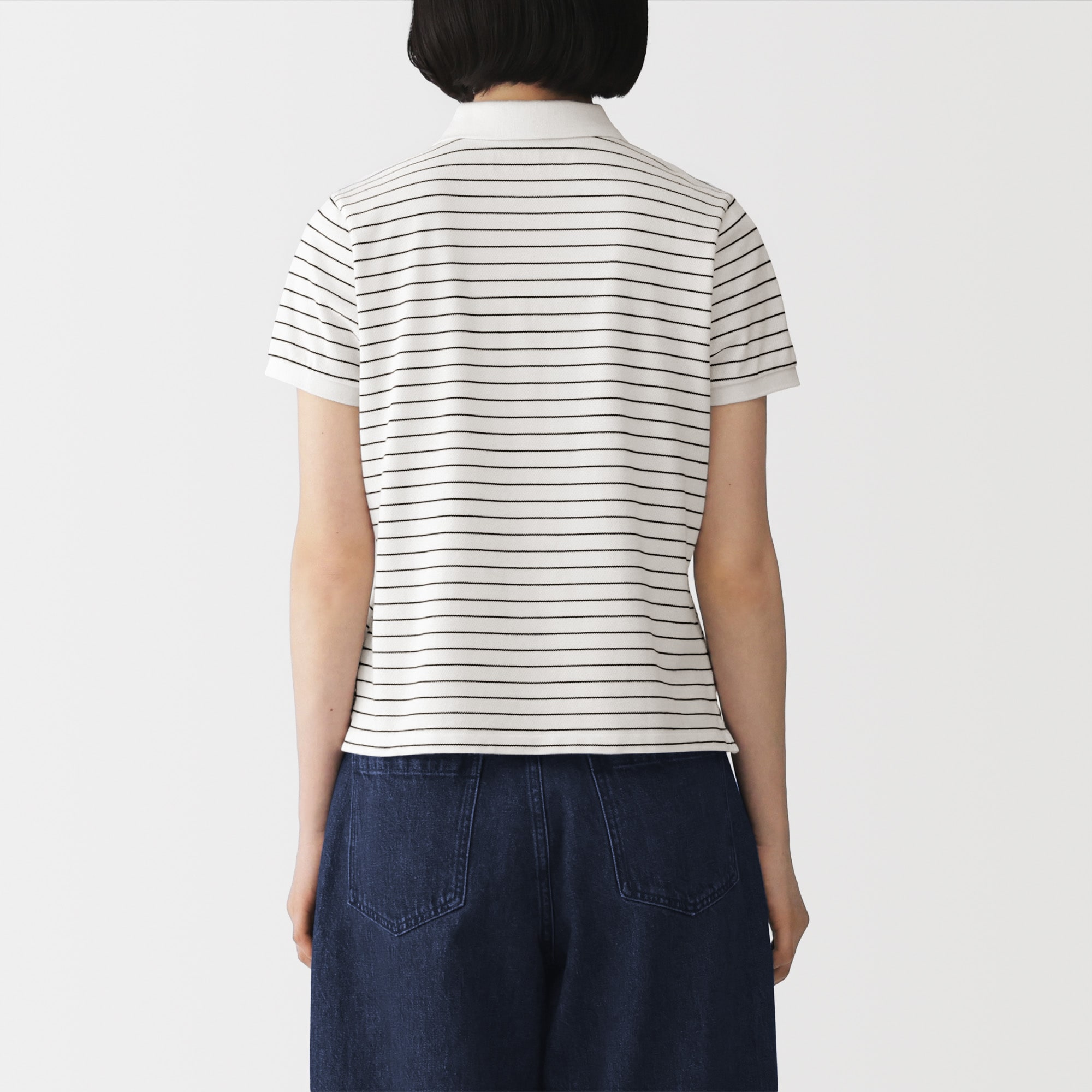 婦人　鹿の子編み半袖ポロシャツ