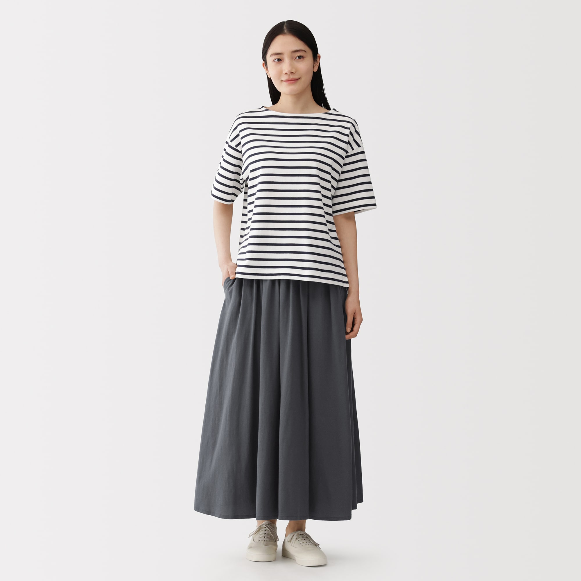 婦人　強撚天竺編みギャザースカート