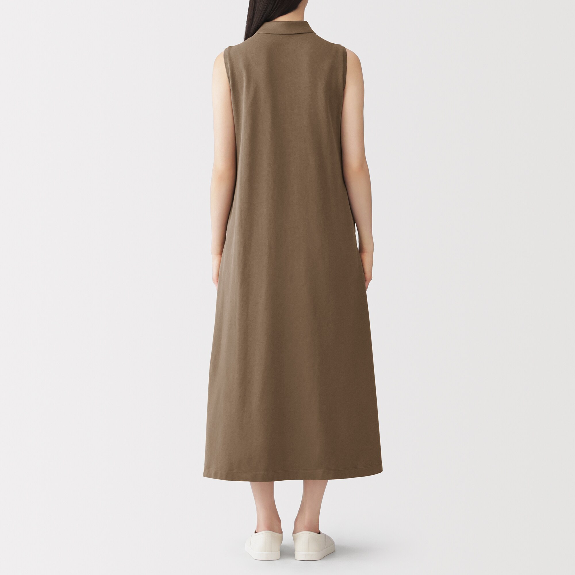 婦人　鹿の子編みスリーブレスポロワンピース