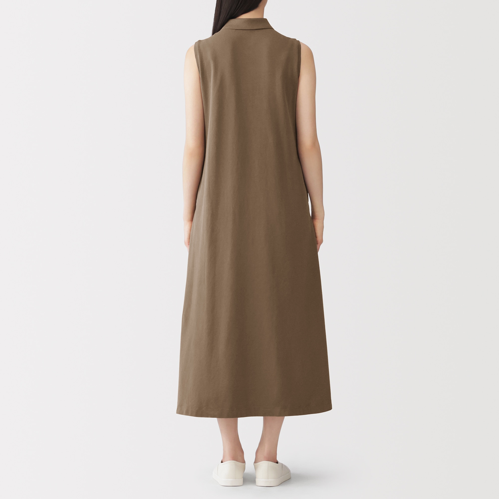 婦人　鹿の子編みスリーブレスポロワンピース