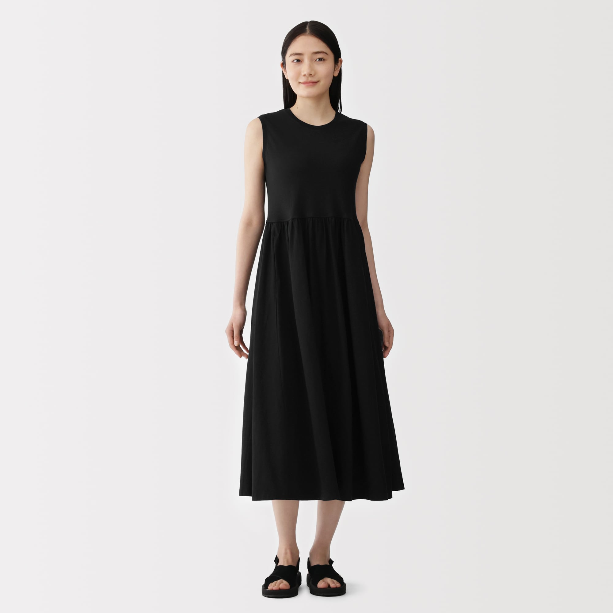 婦人　強撚天竺編みスリーブレスワンピース