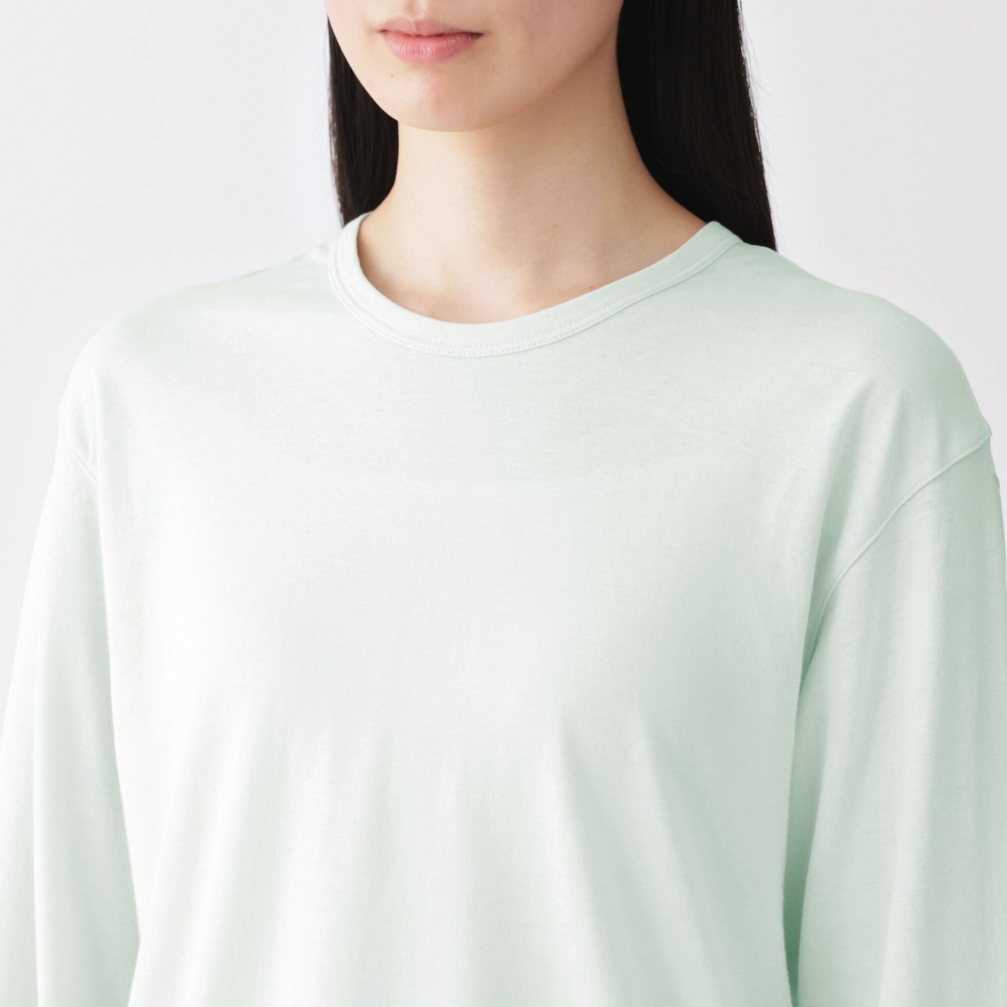 婦人　強撚天竺編みクルーネック長袖Ｔシャツ