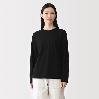 婦人　強撚天竺編みクルーネック長袖Ｔシャツ