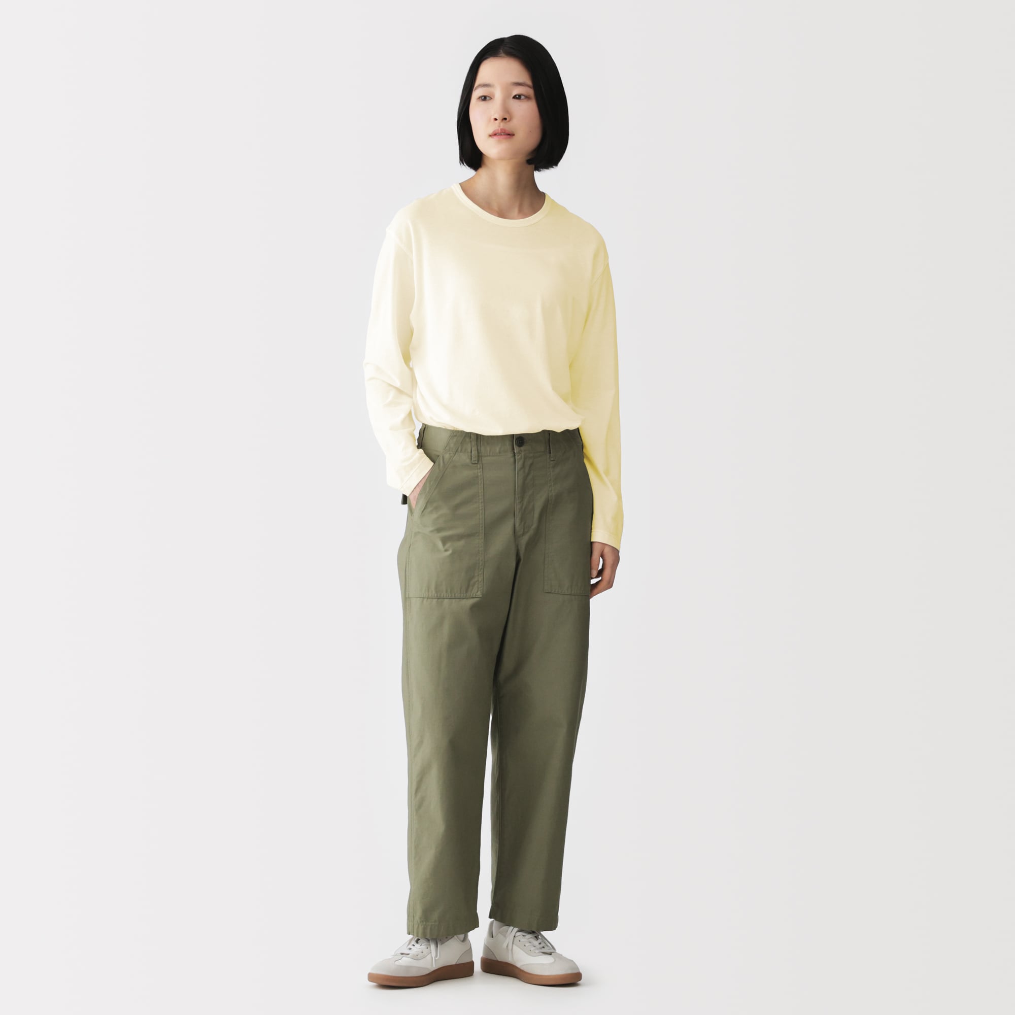 婦人　強撚天竺編みクルーネック長袖Ｔシャツ