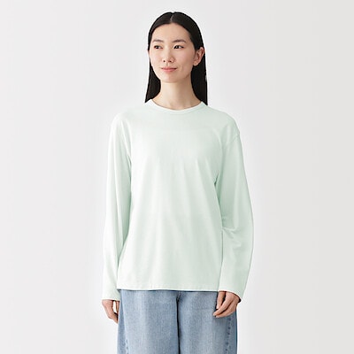 婦人　強撚天竺編みクルーネック長袖Ｔシャツ
