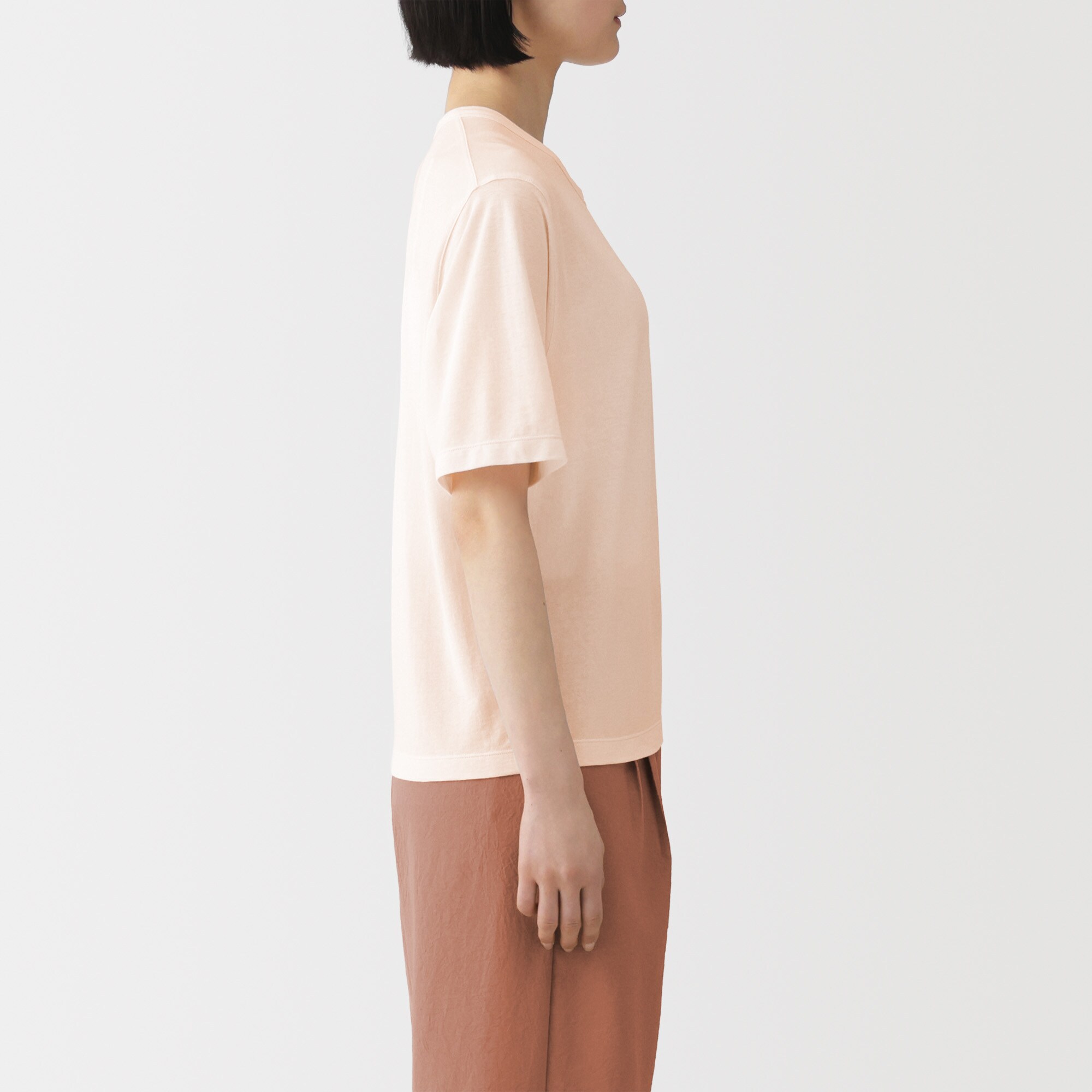 婦人　強撚天竺編みクルーネック半袖Ｔシャツ