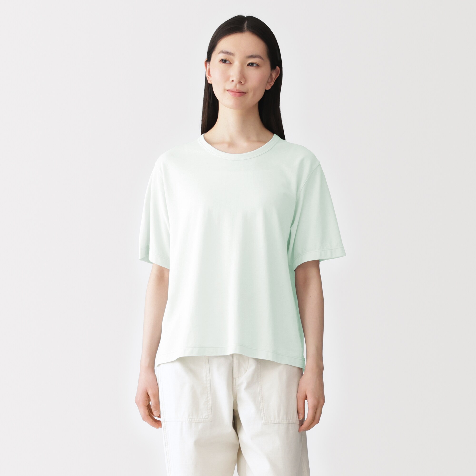 婦人　強撚天竺編みクルーネック半袖Ｔシャツ