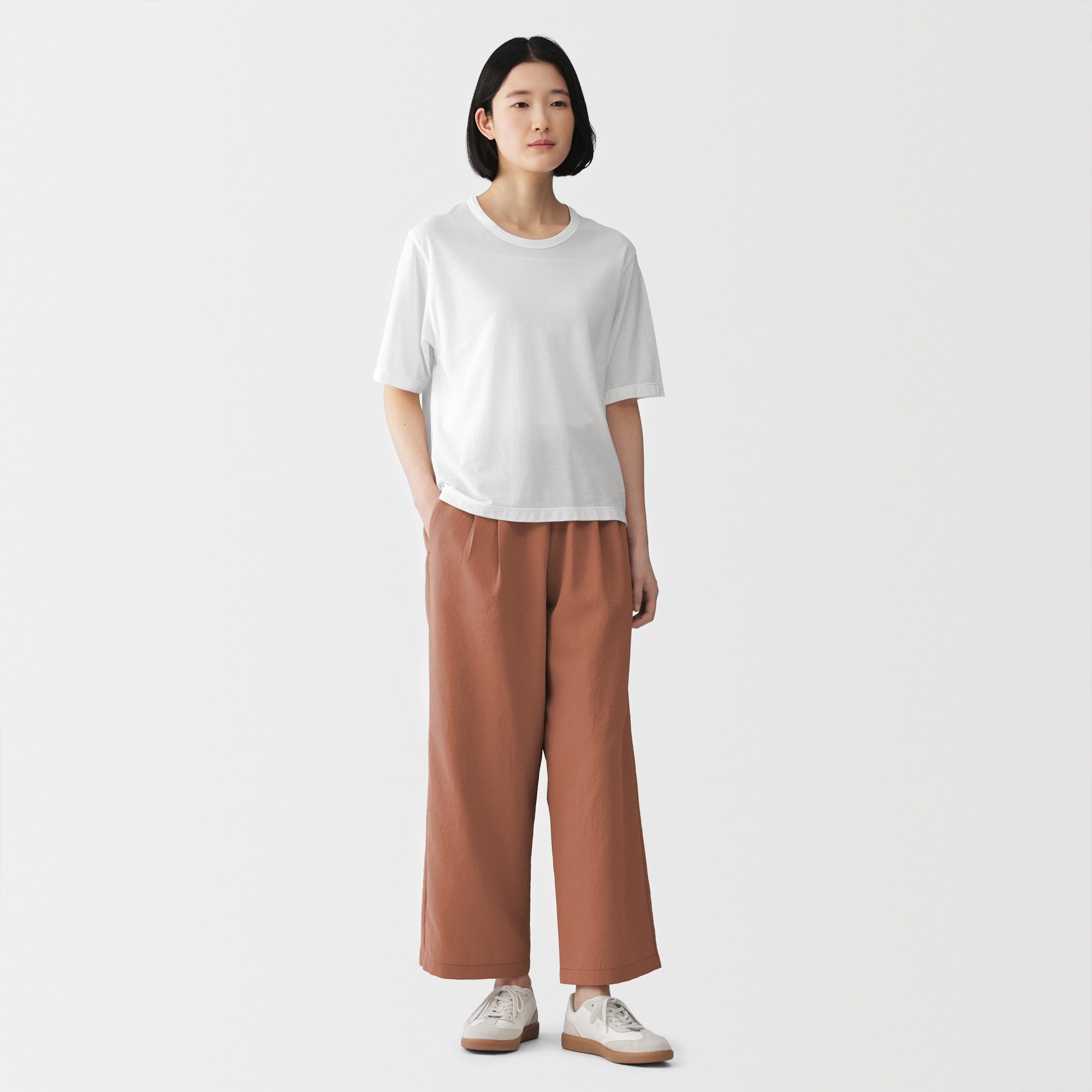 婦人　強撚天竺編みクルーネック半袖Ｔシャツ