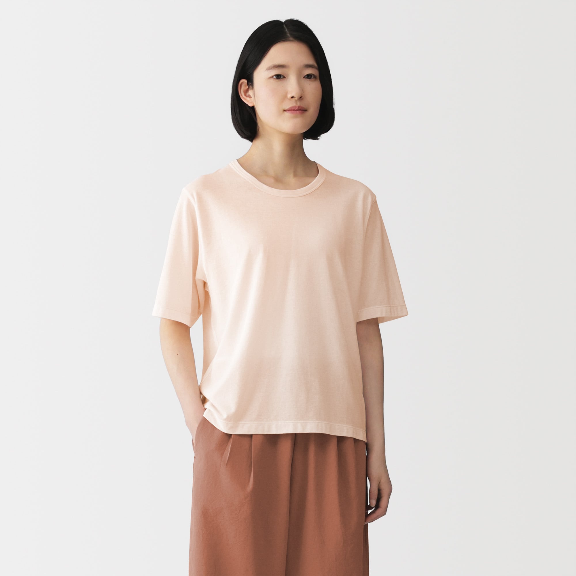 婦人　強撚天竺編みクルーネック半袖Ｔシャツ