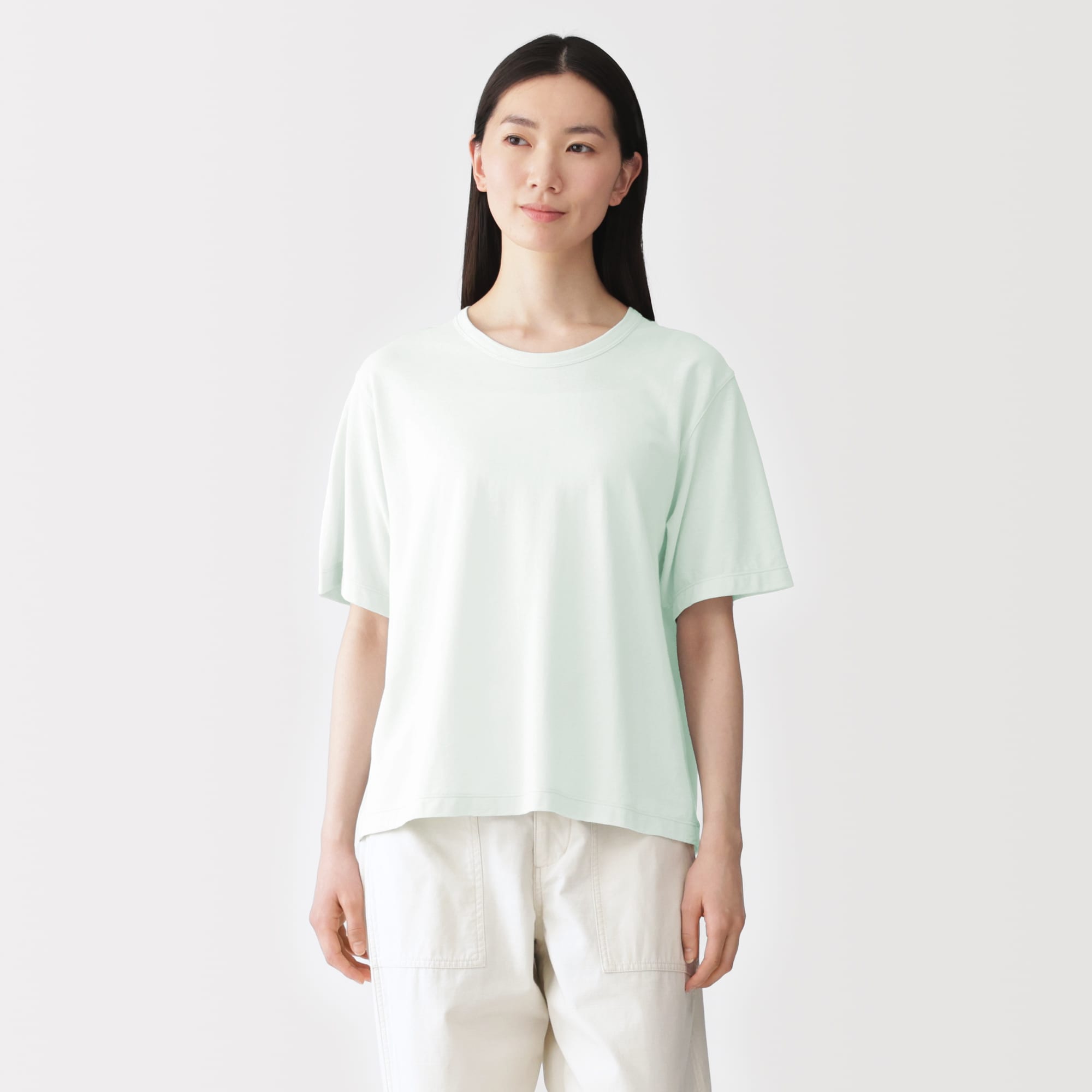 婦人　強撚天竺編みクルーネック半袖Ｔシャツ