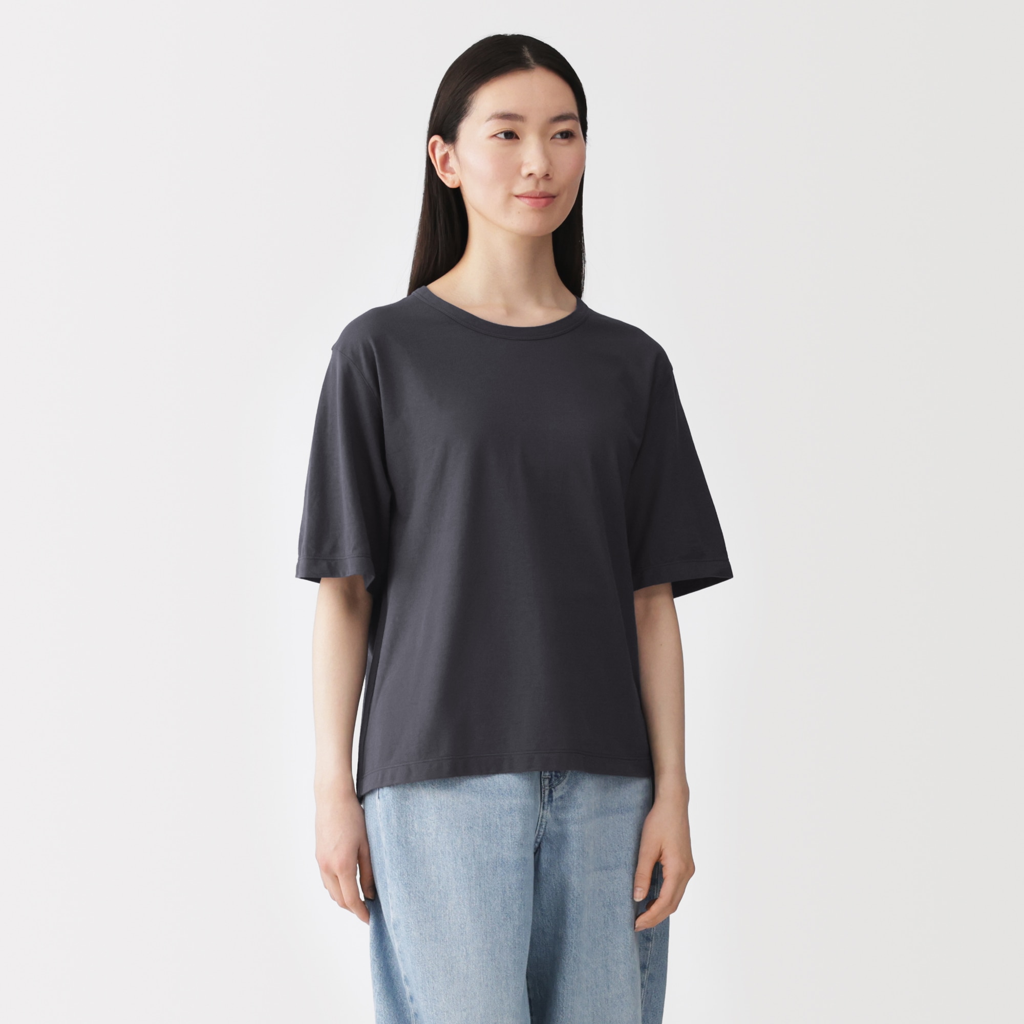 婦人　強撚天竺編みクルーネック半袖Ｔシャツ