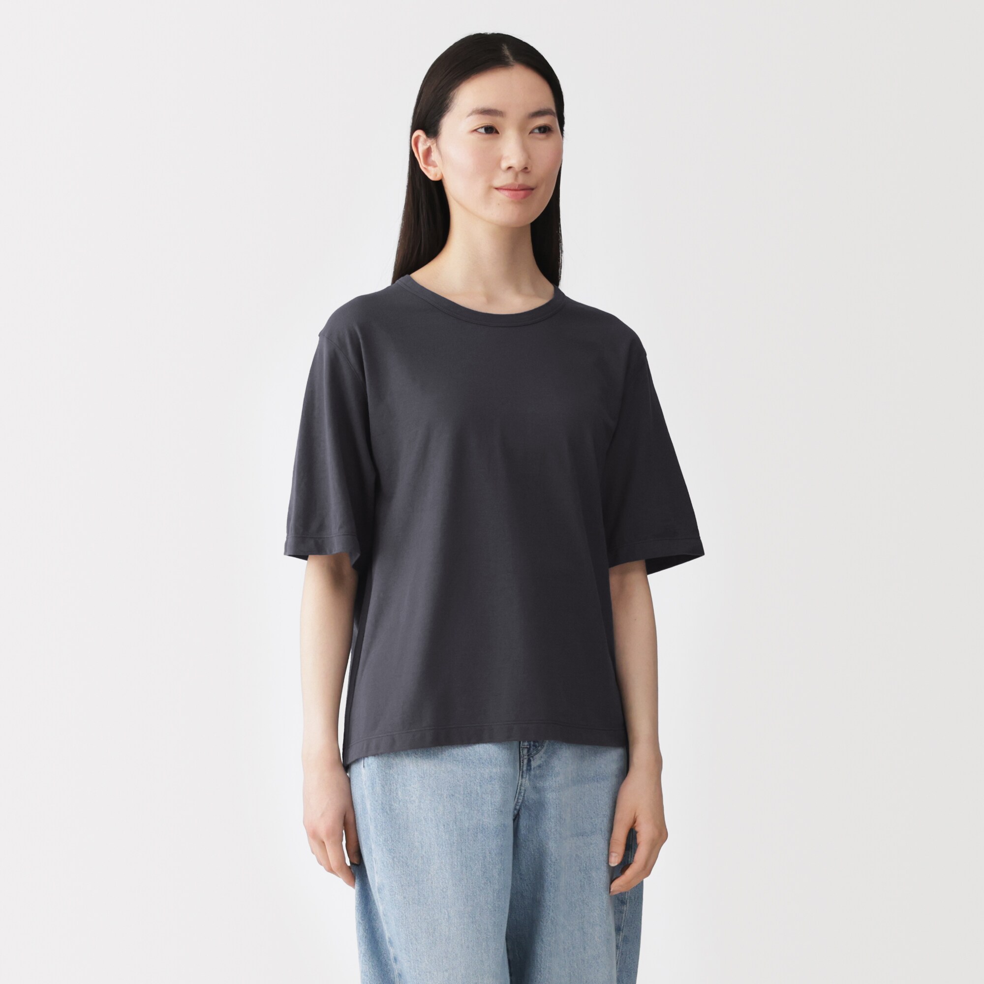 婦人　強撚天竺編みクルーネック半袖Ｔシャツ