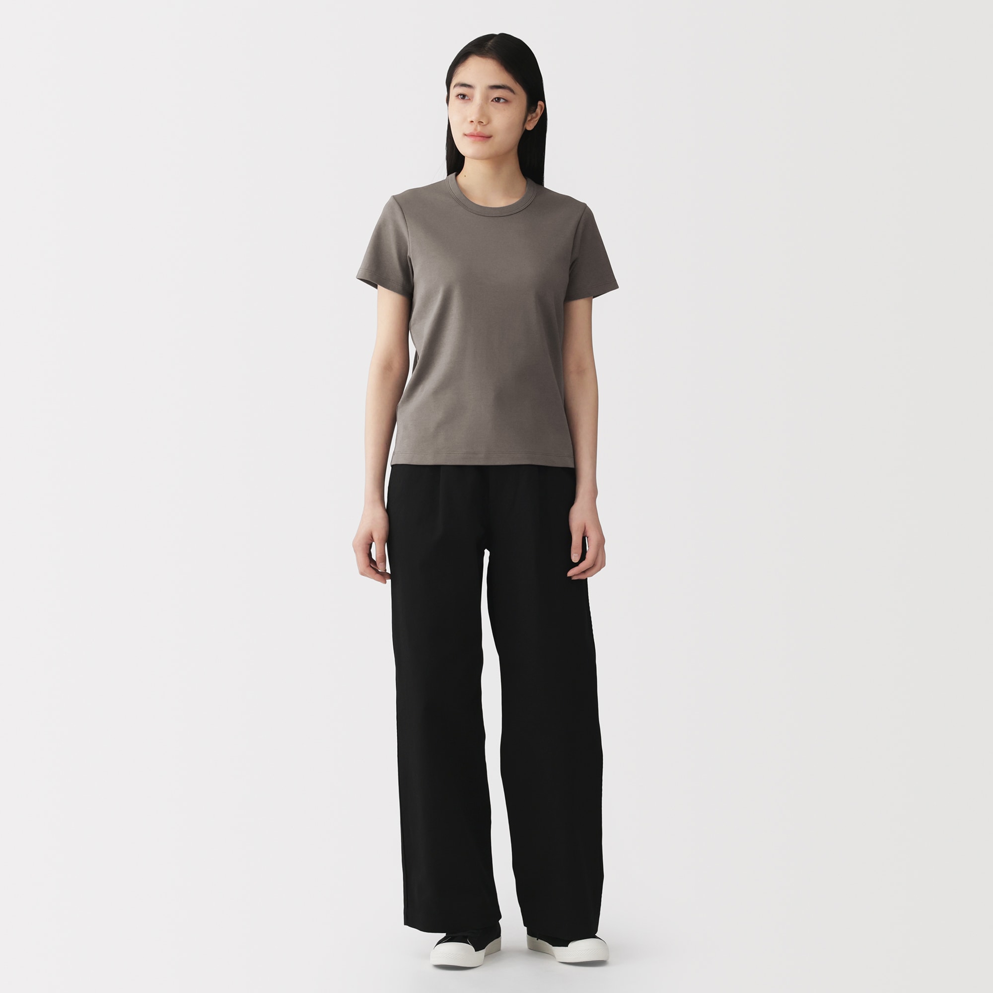 婦人　涼感汗じみしにくいクルーネック半袖Ｔシャツ