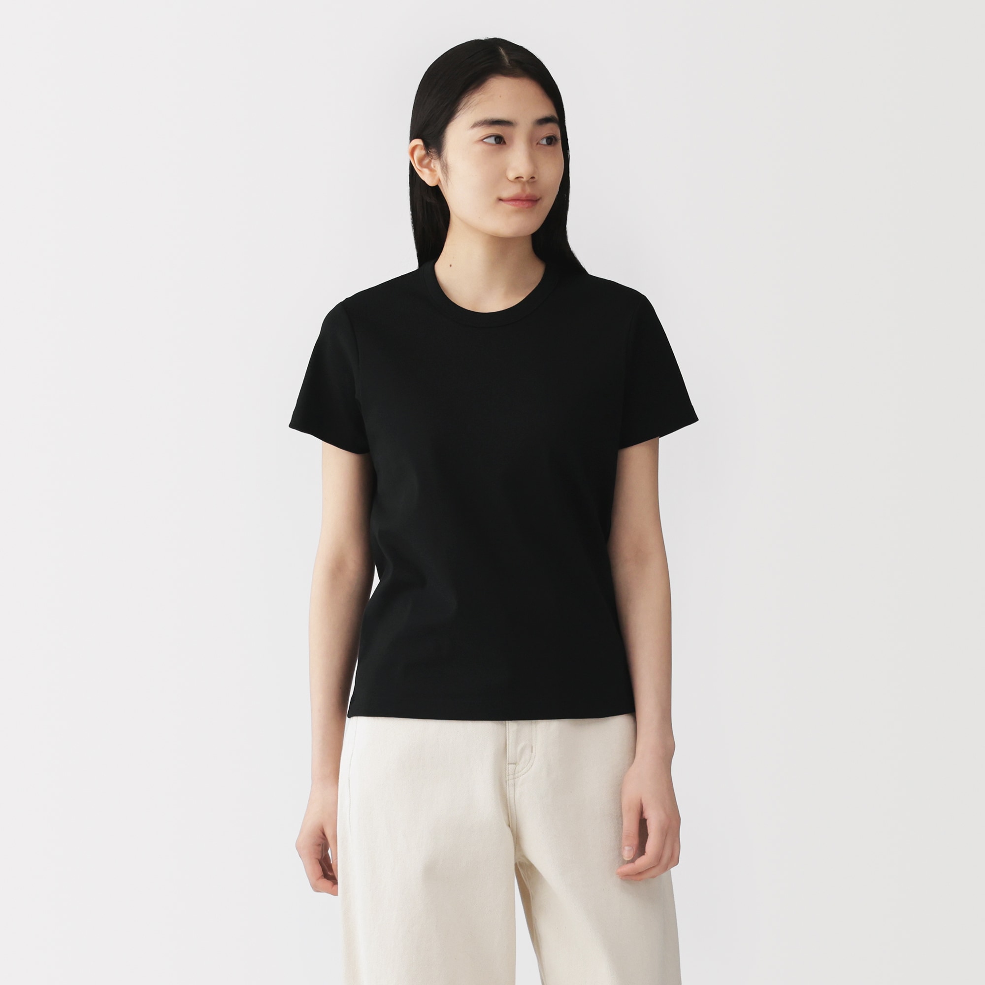 婦人　涼感汗じみしにくいクルーネック半袖Ｔシャツ