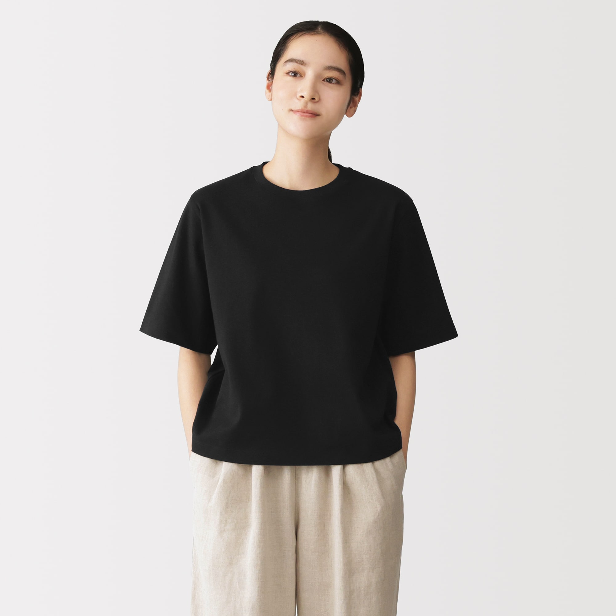 婦人 涼感UVカットクルーネックワイド半袖Tシャツ | 無印良品
