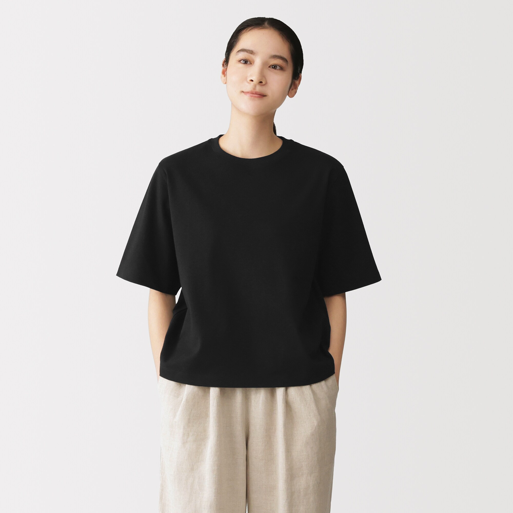 婦人　涼感ＵＶカットクルーネックワイド半袖Ｔシャツ