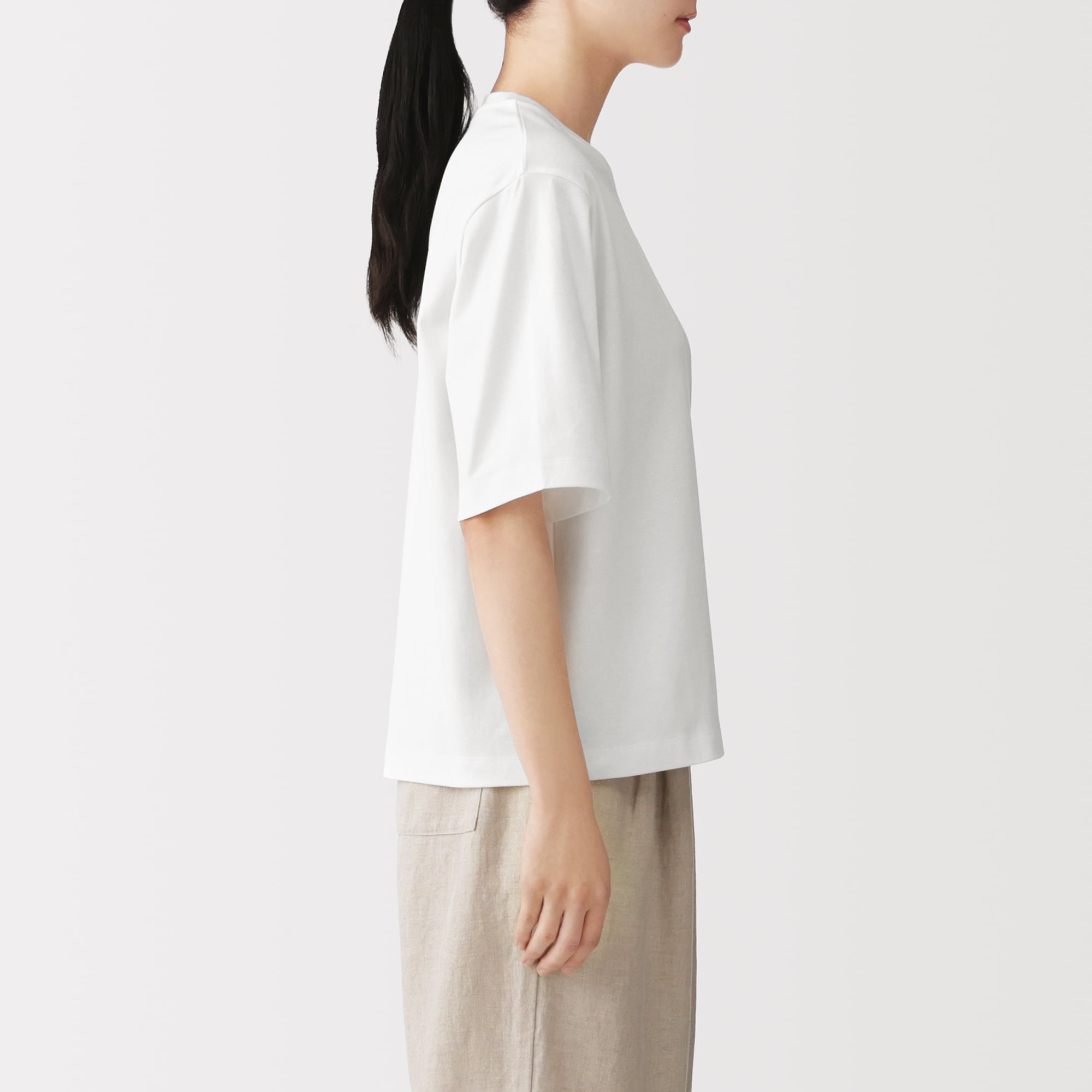 婦人 涼感UVカットクルーネックワイド半袖Tシャツ | 無印良品