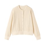 婦人　ワッフル編みクルーネック長袖カーディガン