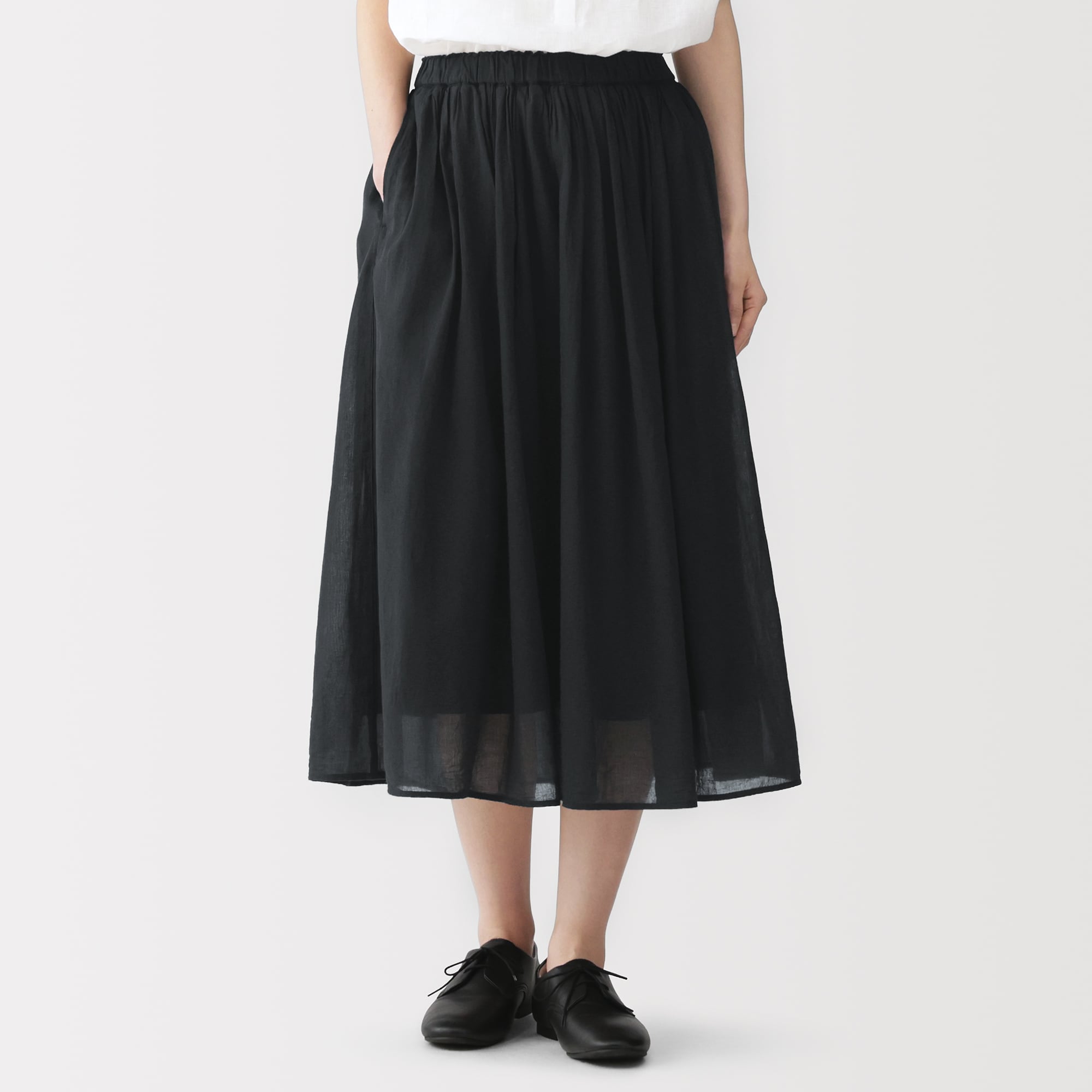 婦人　強撚　ギャザースカート