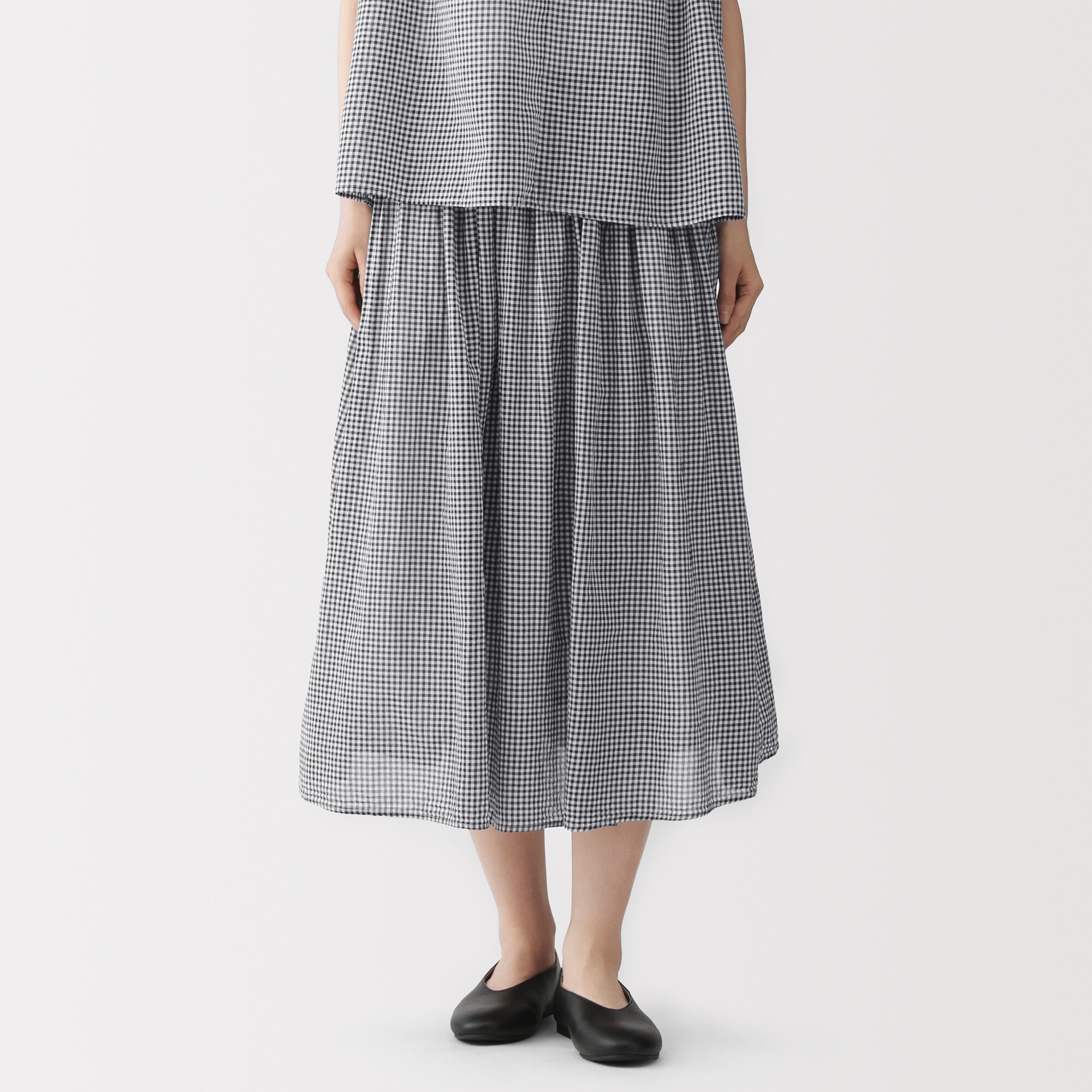 婦人　強撚　ギャザースカート