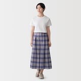 婦人　マドラスチェック　スカートパンツ