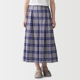 婦人　マドラスチェック　スカートパンツ